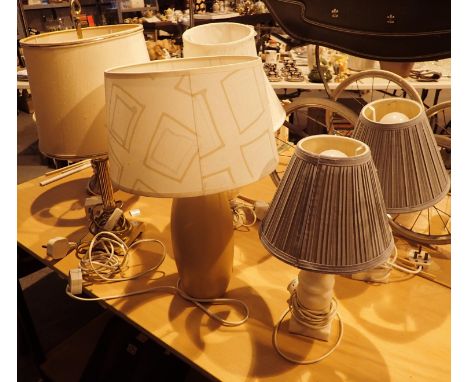 Six mixed table lamps with shades. Not available for in-house P&amp;P, contact Paul O'Hea at Mailboxes on 01925 659133 Condit