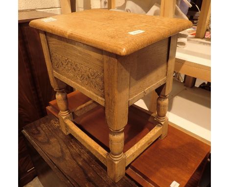Vintage pine lifting lid sewing box, H: 50 cm. Not available for in-house P&amp;P, contact Paul O'Hea at Mailboxes on 01925 6