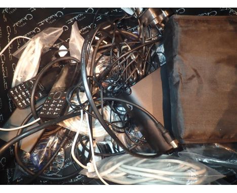 Mixed electricals including mobile phones, iPod speaker, computing cables etc. Not available for in-house P&amp;P, contact Pa
