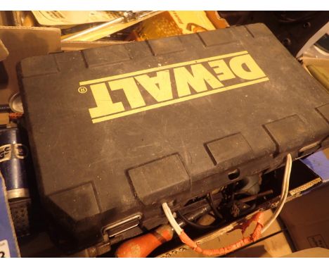 Box containing a selection of mixed tools to include a cased Dewalt drill. Not available for in-house P&amp;P, contact Paul O