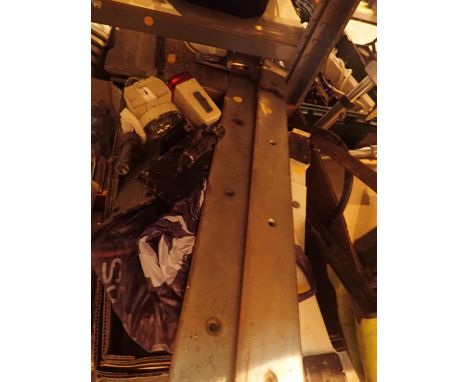 Box of vintage tools and a pair of heavy duty hinges. Not available for in-house P&amp;P, contact Paul O'Hea at Mailboxes on 