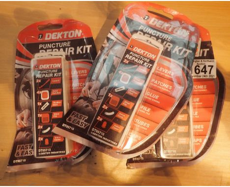 Three new Dekton puncture repair kit. P&amp;P Group 1 (£14+VAT for the first lot and £1+VAT for subsequent lots) 