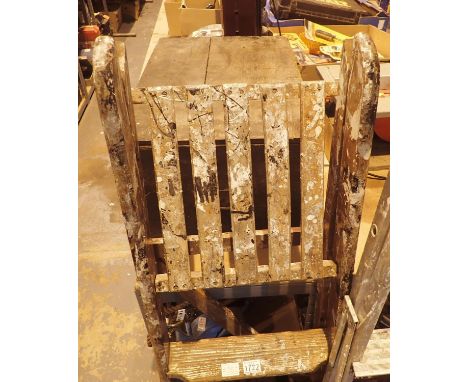 Four tread wooden decorators step ladder. Not available for in-house P&amp;P, contact Paul O'Hea at Mailboxes on 01925 659133