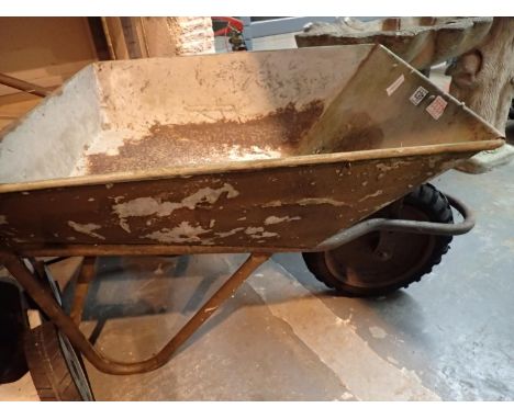 Vintage metal wheelbarrow with solid rubber wheel. Not available for in-house P&amp;P, contact Paul O'Hea at Mailboxes on 019