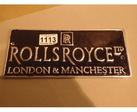 Cast iron Rolls Royce shop wall sign, L: 25 cm. P&amp;P Group 1 (£14+VAT for the first lot and £1+VAT for subsequent lots) 