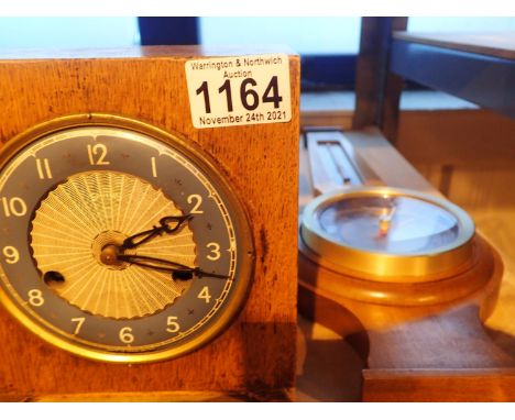 Taylors barometer and an oak cased mantel clock by Smiths. Not available for in-house P&amp;P, contact Paul O'Hea at Mailboxe