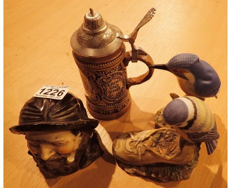 Vintage tobacco jar and other ceramics to include a stein. Not available for in-house P&amp;P, contact Paul O'Hea at Mailboxe