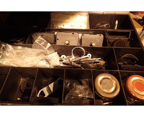 Box of mixed Quartz clock making equipment. Not available for in-house P&amp;P, contact Paul O'Hea at Mailboxes on 01925 6591
