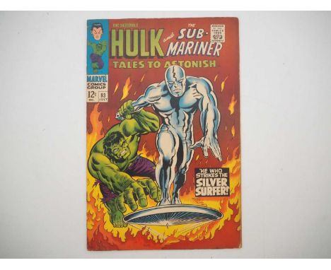 TALES TO ASTONISH #93 (1967 - MARVEL) Classic Hulk vs. Silver Surfer cover & story + First Silver Surfer story outside of the