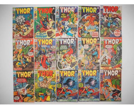 THOR #173 to 186 (15 in Lot - 2 copies of issue #185) - (1970/1971 - MARVEL - US & UK Price Variant) - Includes the first app