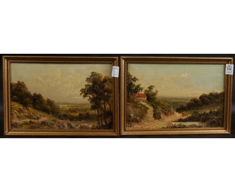 J. LEWIS. Oils on canvas, country scenes with lone figures, a pair, both signed, (one a/f) (2). Each: 8" x 12" (20 x 30cms).
