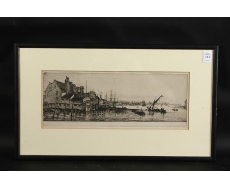 Charles William Sherborn (1831-1912), 'The Tar Brewers, Limehouse', etching, signed in the plate, plate size 5.75" x 15.25" (