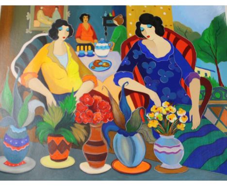 ITZCHAK TARKAY. Five unframed coloured serigraph prints of women, in various poses. Largest: 19.5" x 24.5" (50 x 62cms).