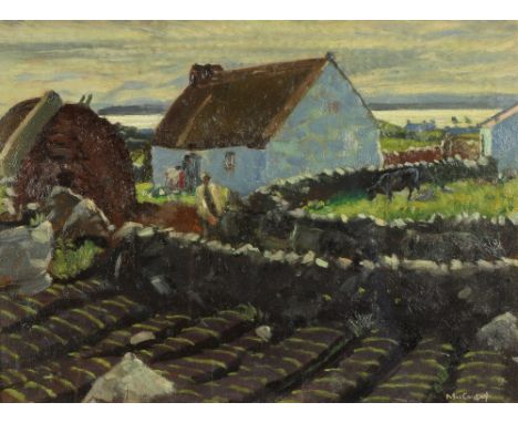 Maurice MacGonigal, PRHA, (1900-1979)  "The Cottage Farm," O.O.B., depicting West of Ireland Farm Scene, with potato patch in