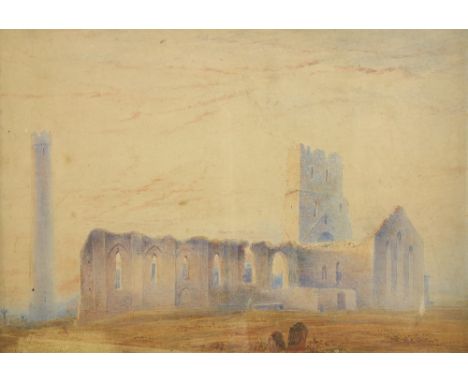 Henry O'Neill (1798 - 1880)&nbsp;   'View of St. Brigid’s Cathedral, Kildare, prior to its restoration c. 1835,'&nbsp; waterc