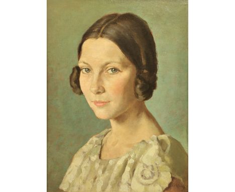 Aloysius O'Kelly, Irish (1853-1936)  "Portrait of an Elegant Young Lady, (possibly Breton)," O.O.P., depicting studio head an
