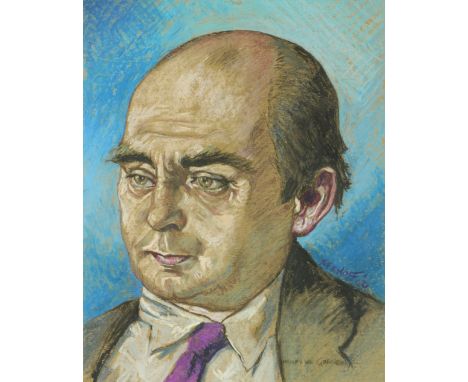 Harry Kernoff, RHA (1900-1974)  "Myles na Gopaleen," gouache and charcoal under drawing, a head and shoulders portrait of the