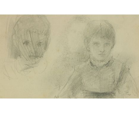 John Butler Yeats, RHA (1839-1922)  "Sketches of the Yeats Children (Jack &amp; Lily) with faded sketch of the artist in the 