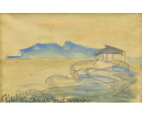Markey Robinson, Irish (1918-1999)  "Cannes, South France," watercolour sketch, approx. 9cms x 14cms (3 1/2" x 5 1/2")&nbsp;s