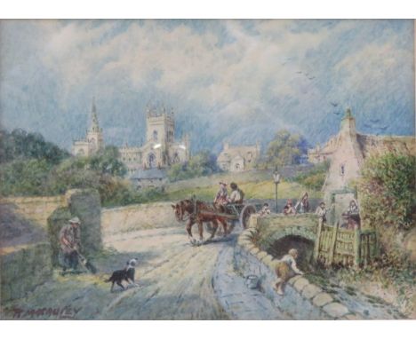 R. MACAULEY, FRAMED WATERCOLOUR- DUNFIRMLNE ABBEY, APPROXIMATELY 14cm x 19cm 