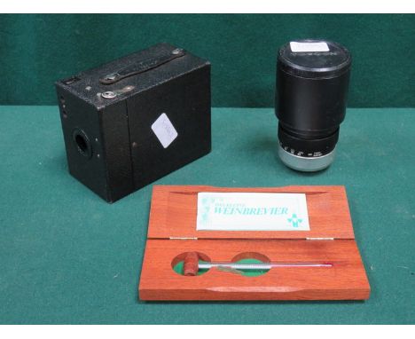 VINTAGE KODAK PORTRAIT HAWKEYE CAMERA, UV TOPCOR LENS AND WINE TESTER