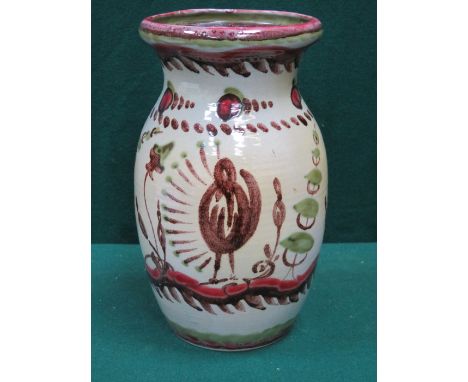 GOUDA HANDPAINTED GLAZED CERAMIC VASE, APPROXIMATELY 27cm HIGH 