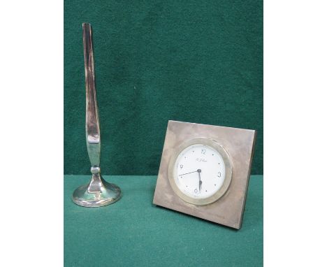 925 SILVER DESK CLOCK AND 925 SILVER BUD VASE 