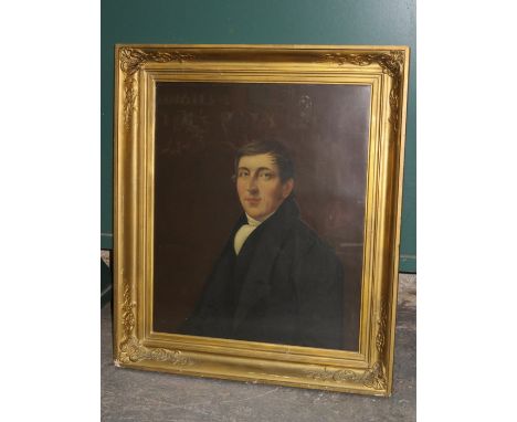 LARGE FRAMED AND GLAZED OIL ON CANVAS PORTRAIT, APPROXIMATELY 75cm x 62cm 