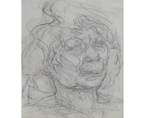MIKE KNOWLES, FRAMED PENCIL SKETCH- SUE IN THE STUDIO, APPROXIMATELY 32cm x 28cm 