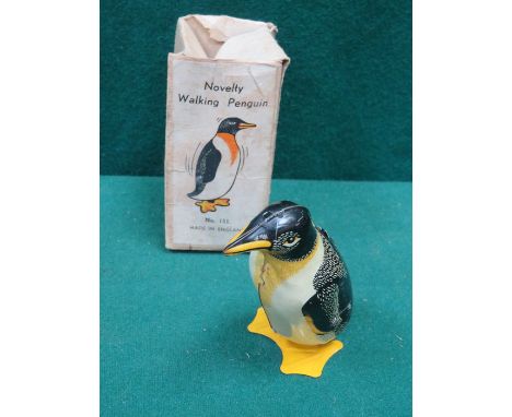 1950s TIN PLATE WALKING PENGUIN BY WELLS BRIMTOY 