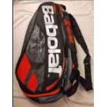 BABOLAT PURE SERIES TENNIS BACKPACK 6 PACK BIG SPACE PORTABLE COURT TENNIS BAG- BLACK AND ORANGE-NEW