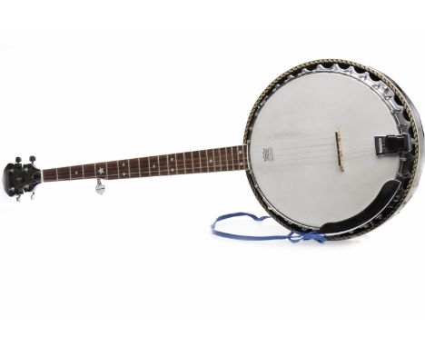 MONARCH BANJOmodern 5-string banjo, Made in Korea, serial no. BJ5xxxxX, 22 frets, scale 74cm, in hard case, along with three 