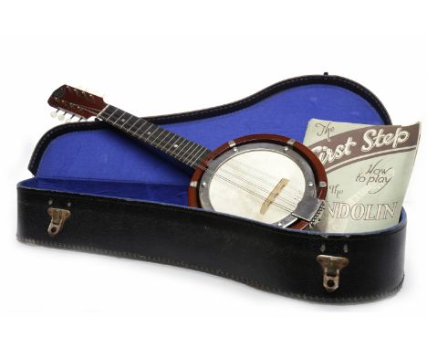 BANJO MANDOLIN BY JOHN GREY & SONS, LONDON56.5cm long; together with two 'The First Step How to Play the Mandolin' books by M