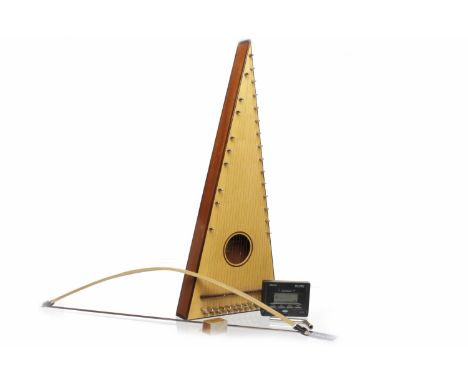 PSALTERY MADE BY AIDEN EDWARDSbearing label to interior, with bow, tuner and instructions, approximately 54cm long, contained