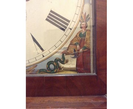 MID 19TH CENTURY SCOTTISH LONGCASE CLOCKthe hood with swan neck pediment enclosing an arched painted enamel dial with Roman a