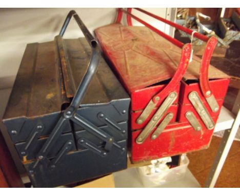 Two concertina tool boxes and contents 
