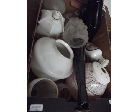 Various items to include a ruby glass water jug 