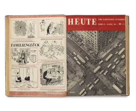 Sammlung von 144 Ausgaben der Zeitschrift "Heute". München, 1946-1951. Folio. Original-Umschläge eingebunden in sechs HLwd.-B