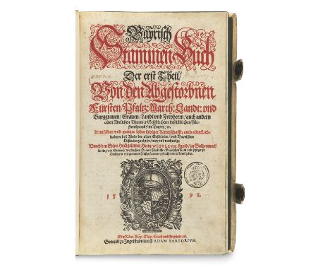 Bayern - - Wiguleus Hund. Bayrisch Stammenbuch. 2 Tle. in 1 Bd. Ingolstadt, Sartorius, 1598 (Bd. 1) und 1586 (Bd. 2). Mit zwe