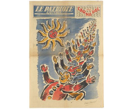 Zeitschriften - - Frans Masereel. Le Patriote Lundi. N°38. Lundi 13 Fevrier 1961. Mit signierter Offset-Farblithographie von 