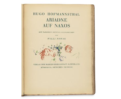 Marees-Gesellschaft - - Hugo von Hofmannsthal. Ariadne auf Naxos. Mit 45 Orig.-Farblithographien von Willi Nowak. München, Pi
