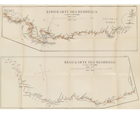 Afrika - - Scipione Losio. Reisekarte des Heimwegs. Zweiteilige Karte. Um 1900. Farblithographie auf Papier, mehrfach gefalte