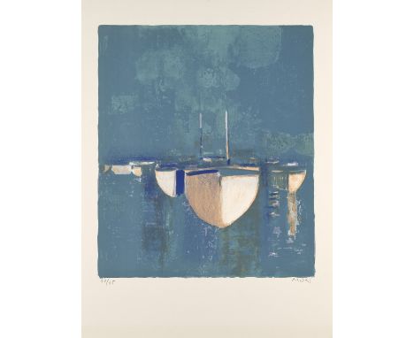 Roger Mühl. o.T. (1963). Farblithographie auf BFK Rives (mit Wasserzeichen). Signiert und nummeriert. 47 x 40 cm (65 x 48,5 c