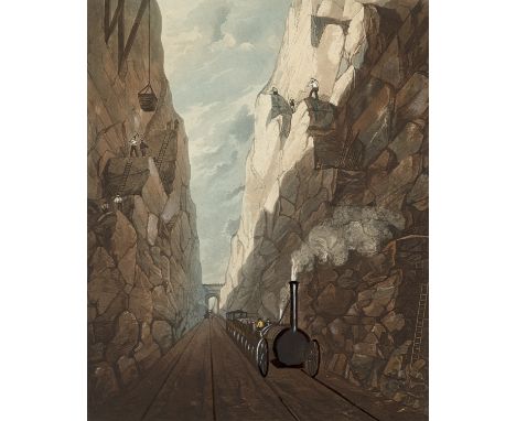 Eisenbahn - - Thomas Talbot Bury. Coloured Views on the Liverpool and Manchester Railway. 13 handkolorierte Aquatintatafeln. 