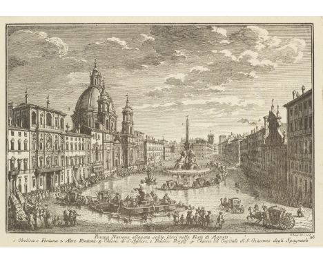 Italien - - Sammlung von 5 Radierungen bzw. Kupferstichen mit Ansichten Roms. Ca. 1750-1800. Je Radierung o. Kupferstich auf 