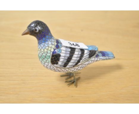 A 20th century miniature bronze cloisonné enamel bird study, h8.5cm