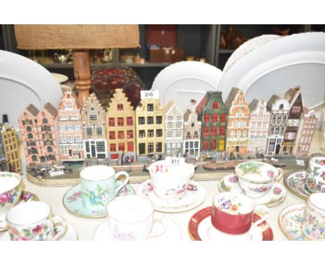A selection of vintage pottery houses by Wonderworld and John Hine completing a terraced house canal scene, fifteen house stu
