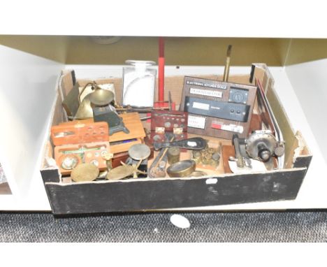 An electric kitchen scale demonstrator, sold together with various other scales, weights, measures and balances ect