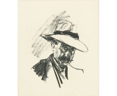 MAX LIEBERMANN  1847 - Berlin - 1935: Selbstbildnis mit Strohhut. Lithographie 1917. Schiefler 307. - Verso typographisch bez