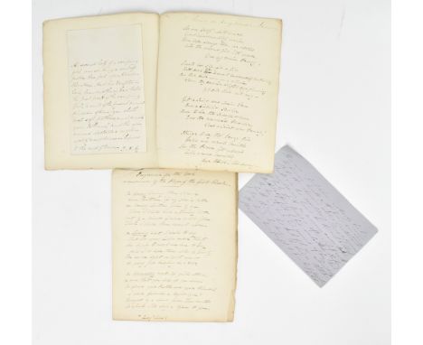 A 19th century late George IV / early Victorian 1837 collection of manuscript poems, in the style of the Romantics. The lot c